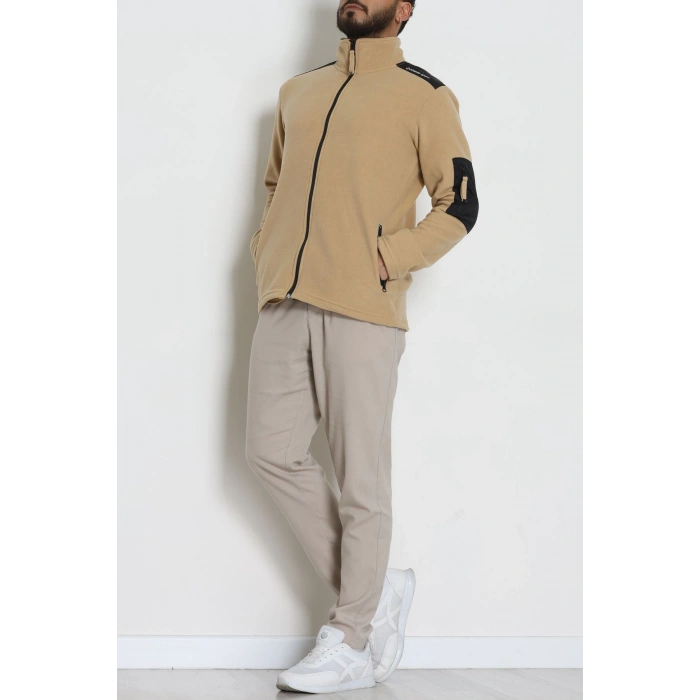 Fermuar Detaylı Erkek Polar Sweat Camel - 42820.1937.