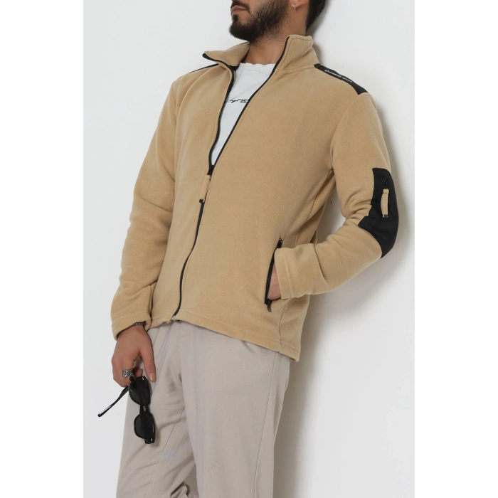 Fermuar Detaylı Erkek Polar Sweat Camel - 42820.1937.