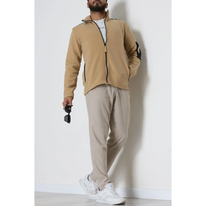 Fermuar Detaylı Erkek Polar Sweat Camel - 42820.1937.