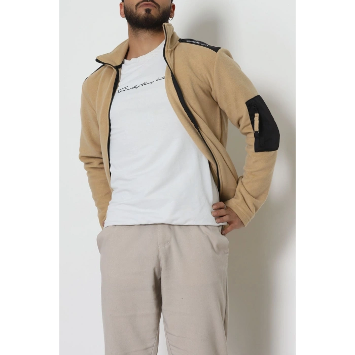 Fermuar Detaylı Erkek Polar Sweat Camel - 42820.1937.