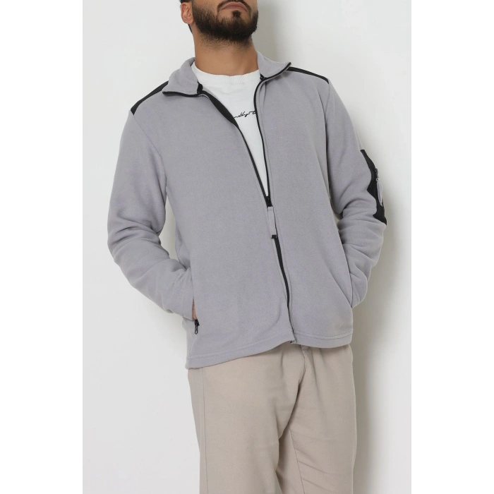 Fermuar Detaylı Erkek Polar Sweat Gri - 42820.1937.