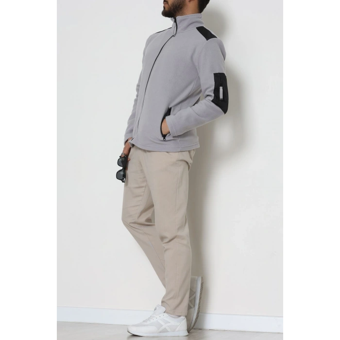 Fermuar Detaylı Erkek Polar Sweat Gri - 42820.1937.