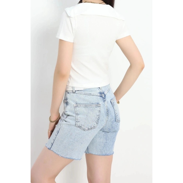 Fermuarlı Crop Body Beyaz - 70634.1019.