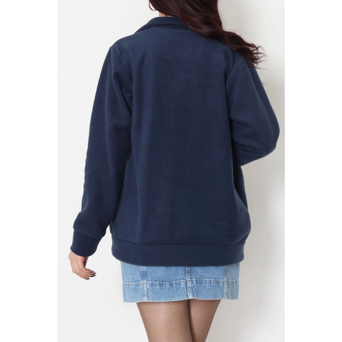 Fermuarlı Dik Yaka Polar Ceket Lacivert - 52113.053.