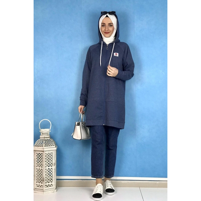 Fermuarlı Kap İndigo