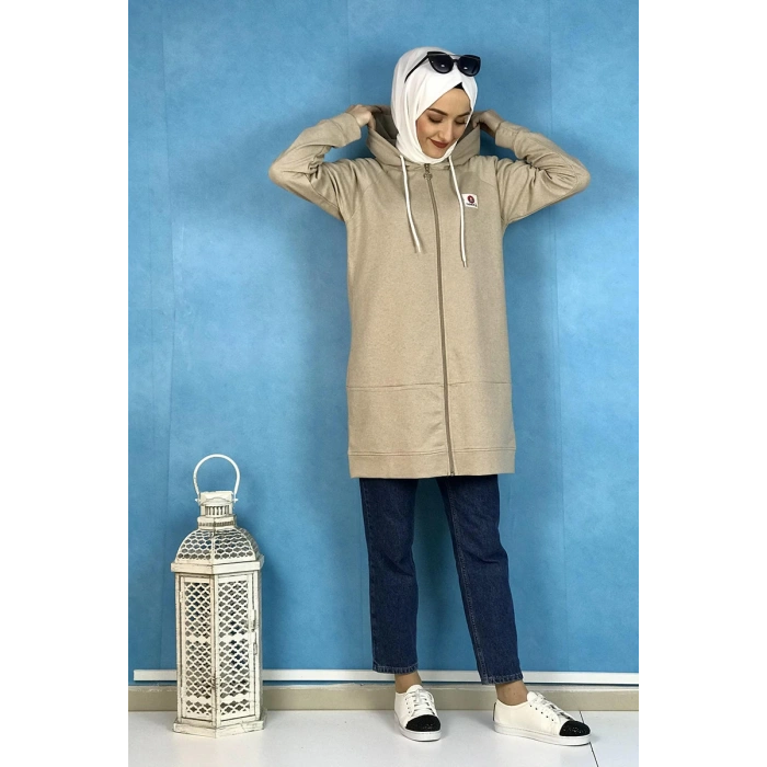 Fermuarlı Kap Vizon