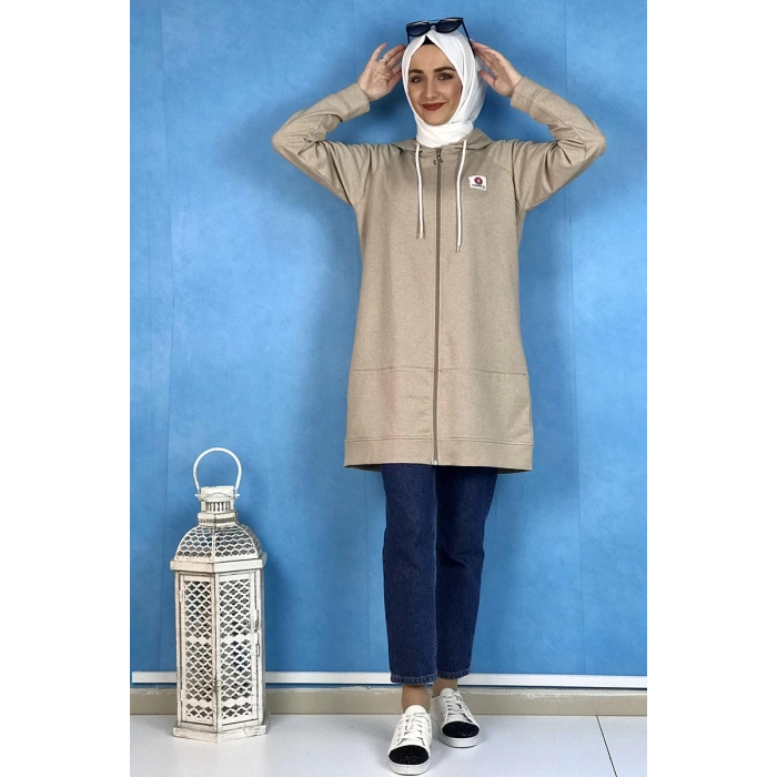 Fermuarlı Kap Vizon