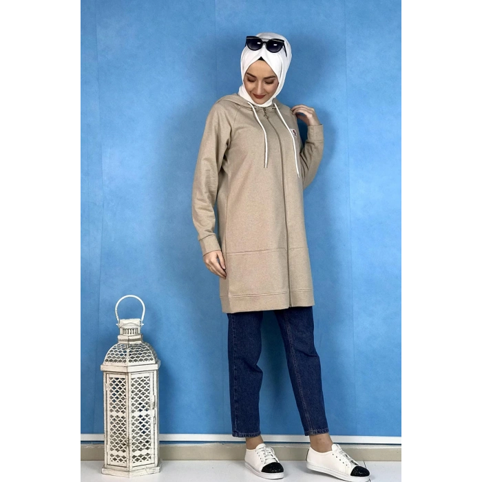 Fermuarlı Kap Vizon