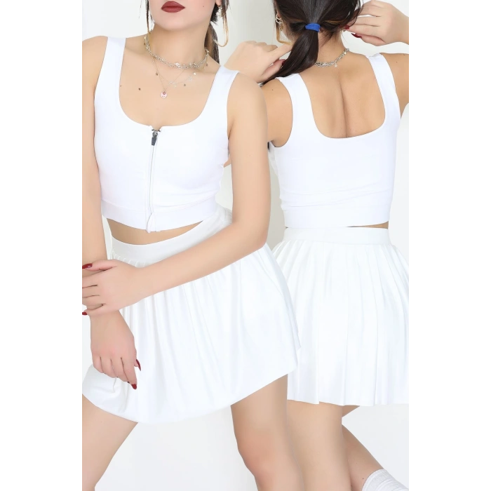 Fermuarlı Kaplı Büstiyer Beyaz - 9039.125.