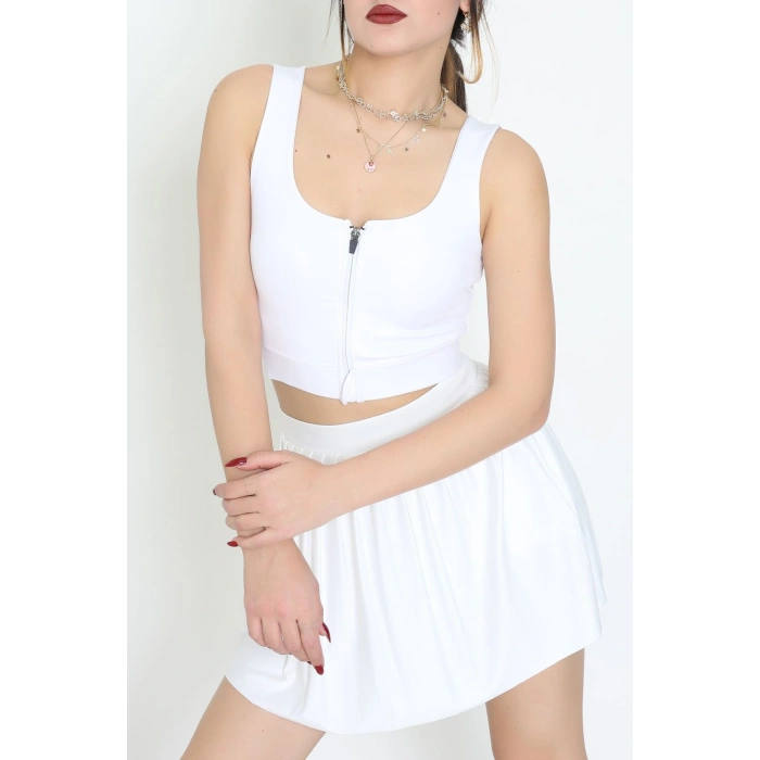 Fermuarlı Kaplı Büstiyer Beyaz - 9039.125.