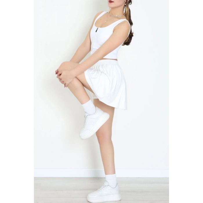 Fermuarlı Kaplı Büstiyer Beyaz - 9039.125.