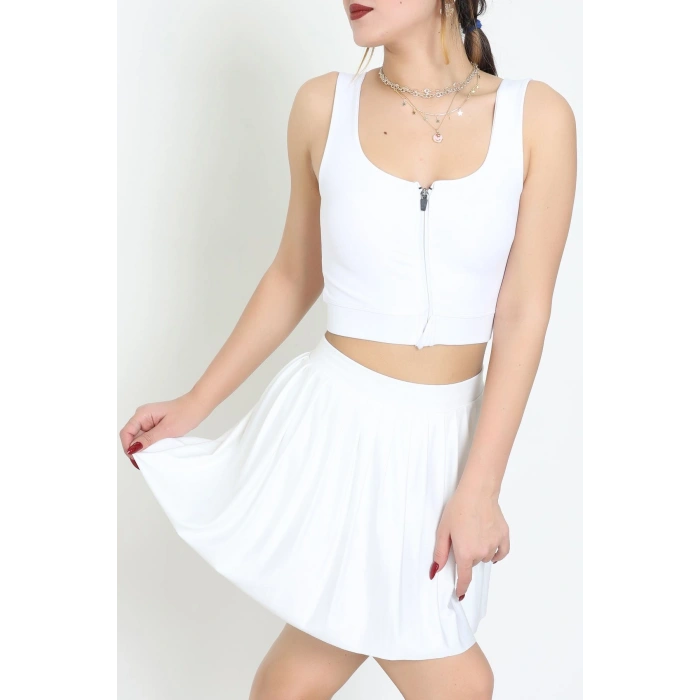 Fermuarlı Kaplı Büstiyer Beyaz - 9039.125.