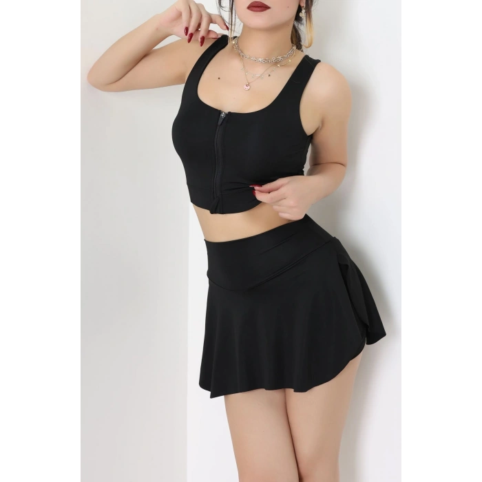 Fermuarlı Kaplı Büstiyer Siyah - 9039.125.