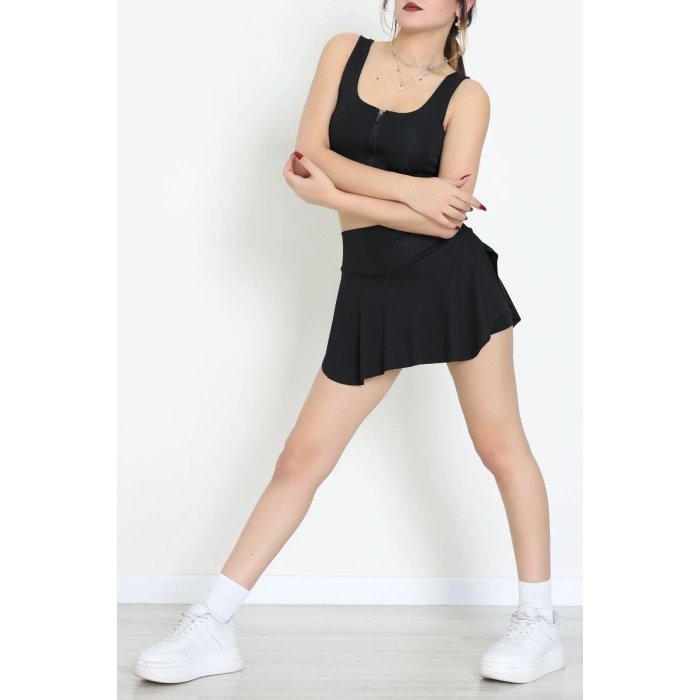 Fermuarlı Kaplı Büstiyer Siyah - 9039.125.