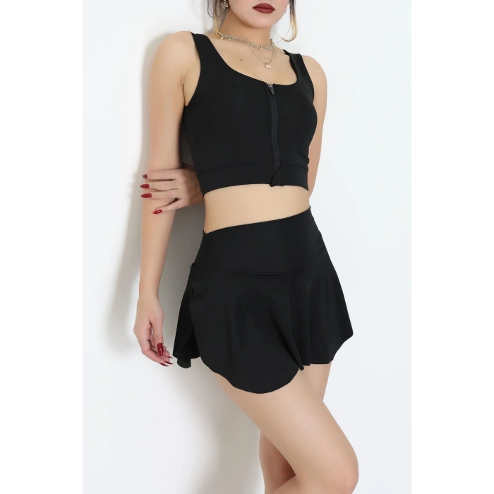 Fermuarlı Kaplı Büstiyer Siyah - 9039.125.