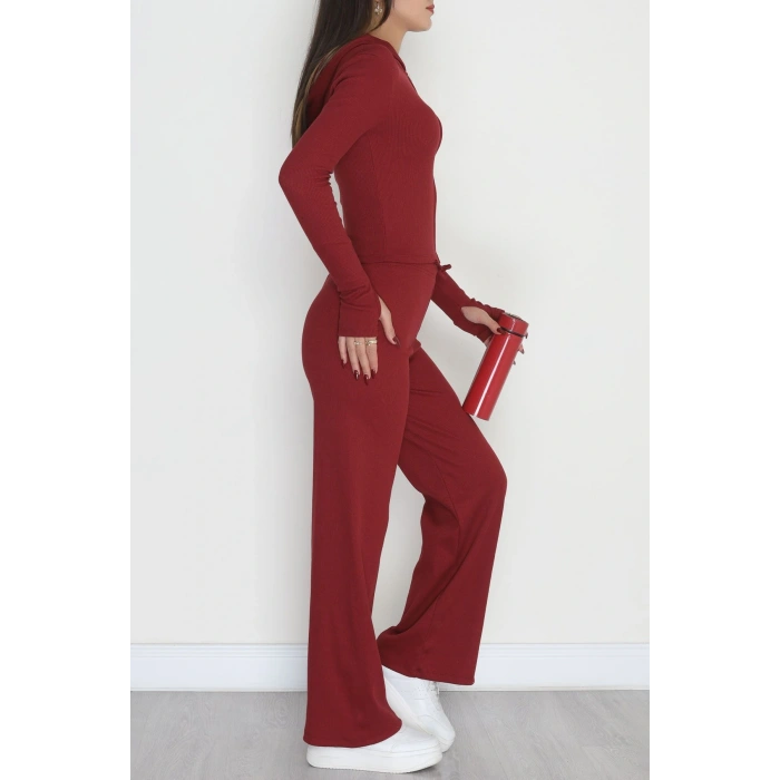 Fermuarlı Kapşonlu Likralı Kaşkorse Takım Bordo - 42621.1748.