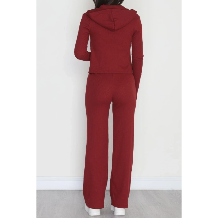 Fermuarlı Kapşonlu Likralı Kaşkorse Takım Bordo - 42621.1748.