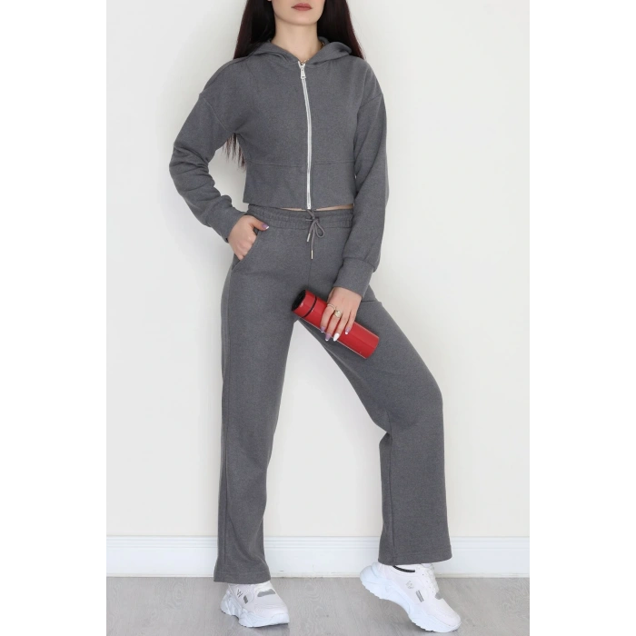 Fermuarlı Kapşonlu Selanik İkili Takım Antrasit - 42639.1567.