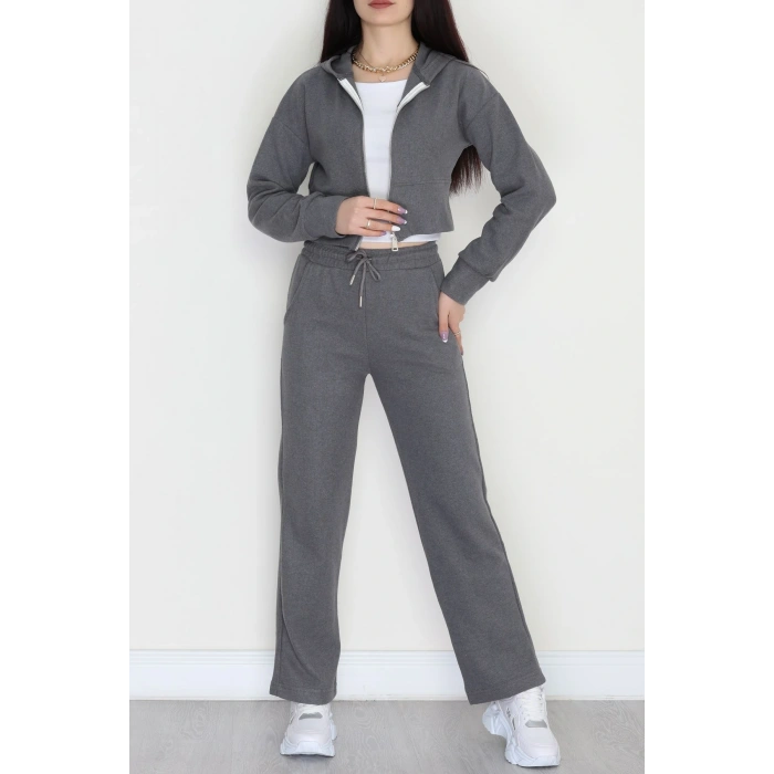 Fermuarlı Kapşonlu Selanik İkili Takım Antrasit - 42639.1567.