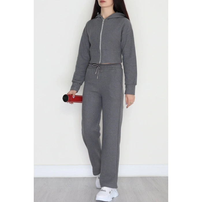 Fermuarlı Kapşonlu Selanik İkili Takım Antrasit - 42639.1567.