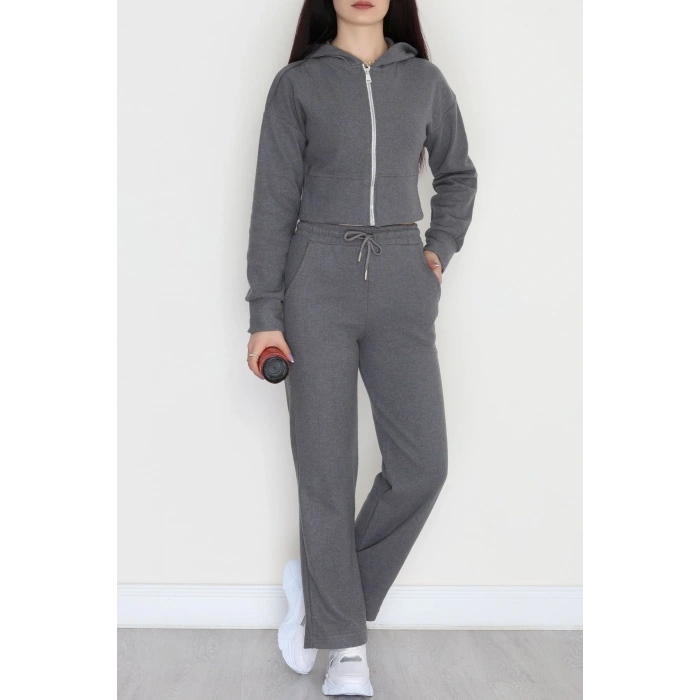 Fermuarlı Kapşonlu Selanik İkili Takım Antrasit - 42639.1567.