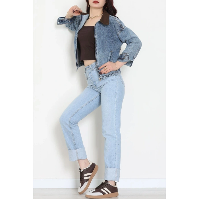 Fermuarlı Kot Ceket Karyıkama - 1010.2059.