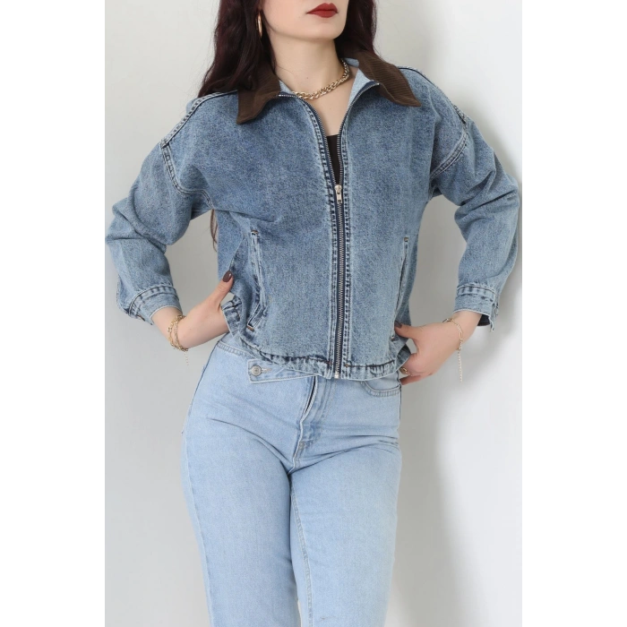 Fermuarlı Kot Ceket Karyıkama - 1010.2059.