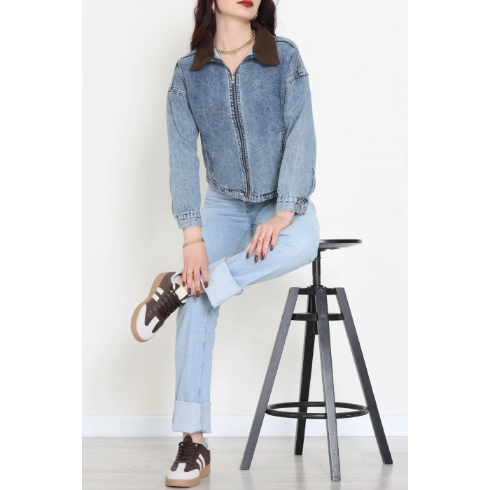 Fermuarlı Kot Ceket Karyıkama - 1010.2059.