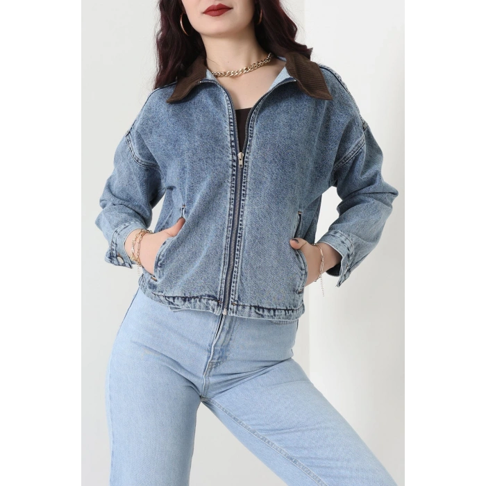 Fermuarlı Kot Ceket Karyıkama - 1010.2059.