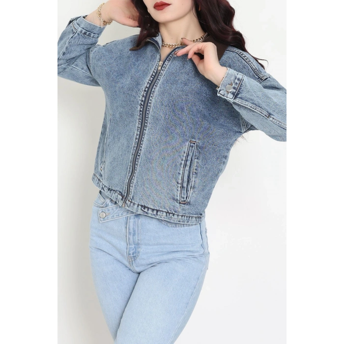 Fermuarlı Kot Ceket Karyıkama - 1010.2059.