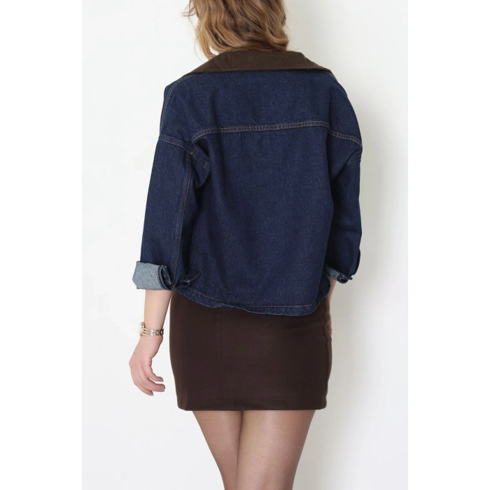Fermuarlı Kot Ceket Lacivert - 1010.2059.