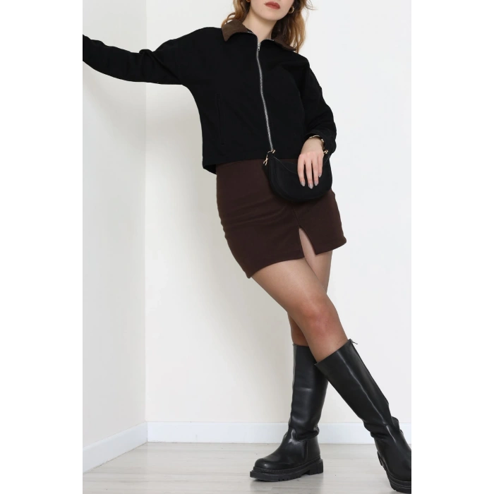 Fermuarlı Kot Ceket Siyah - 1010.2059.