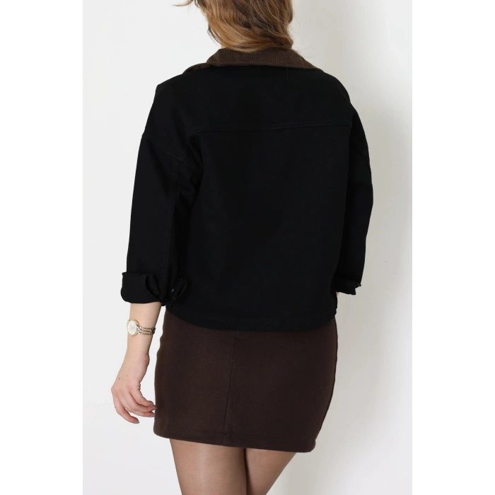 Fermuarlı Kot Ceket Siyah - 1010.2059.