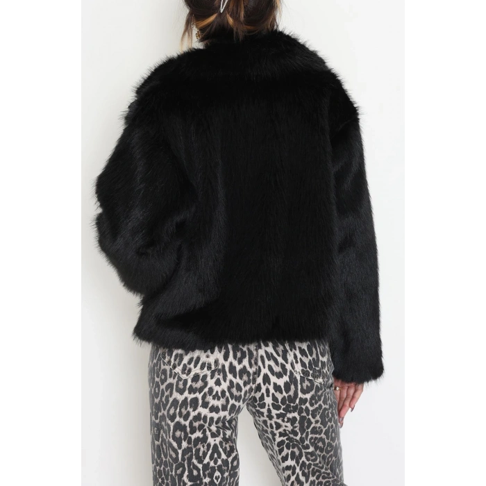 Fermuarlı Kürklü Ceket Siyah - 8780.179.