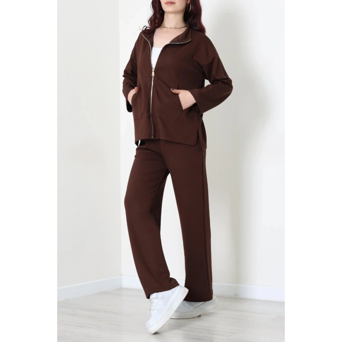 Fermuarlı Modal Kumaş Takım Kahve - 4132.1247.