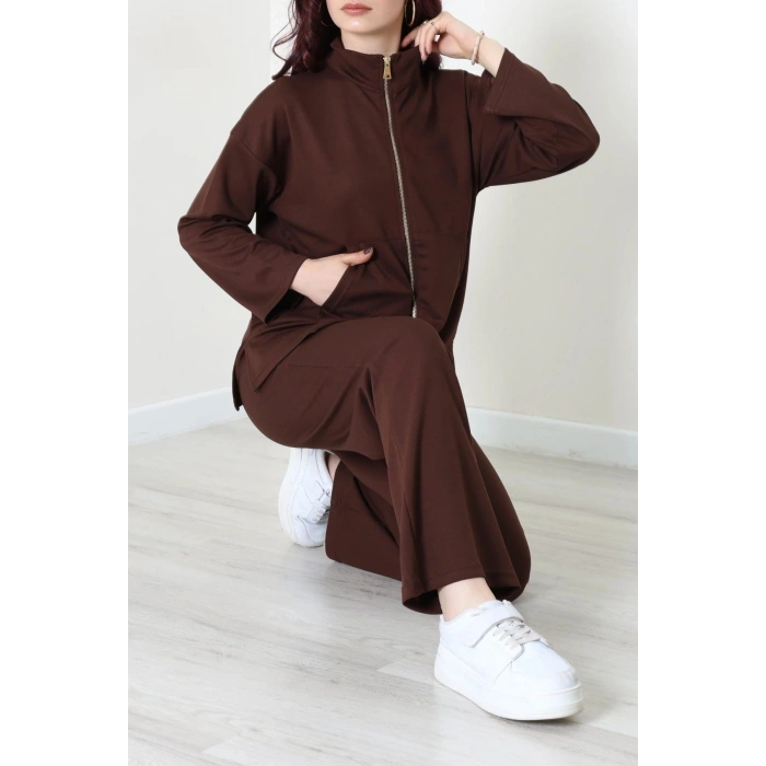 Fermuarlı Modal Kumaş Takım Kahve - 4132.1247.