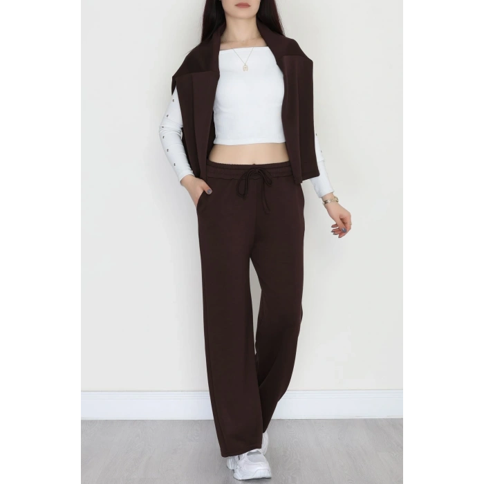 Fermuarlı Oysho Kumaş Takım Acıkahve - 4132.1247.