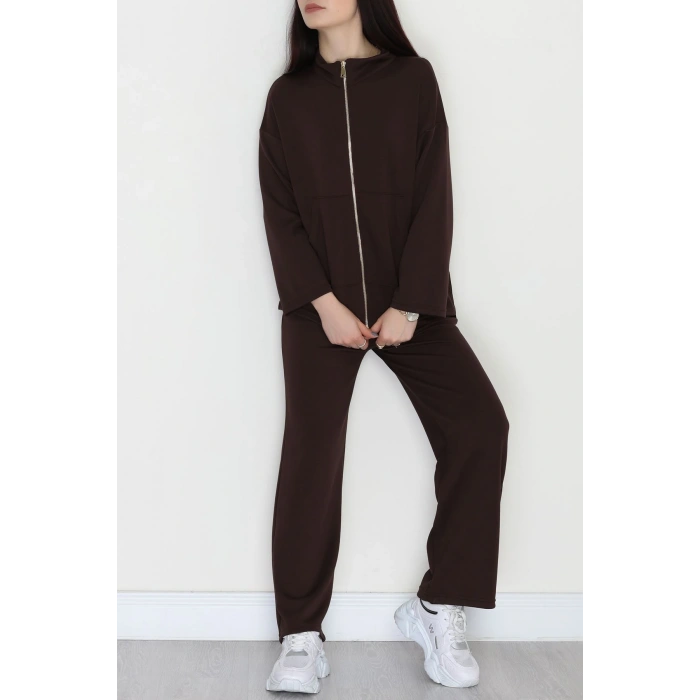 Fermuarlı Oysho Kumaş Takım Acıkahve - 4132.1247.