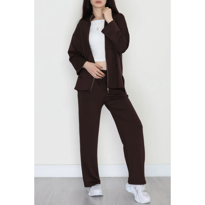 Fermuarlı Oysho Kumaş Takım Acıkahve - 4132.1247.