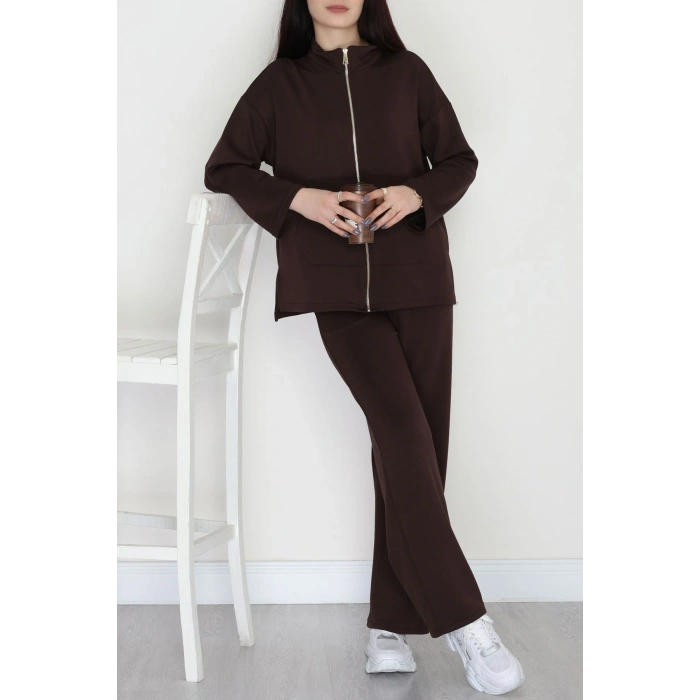 Fermuarlı Oysho Kumaş Takım Acıkahve - 4132.1247.