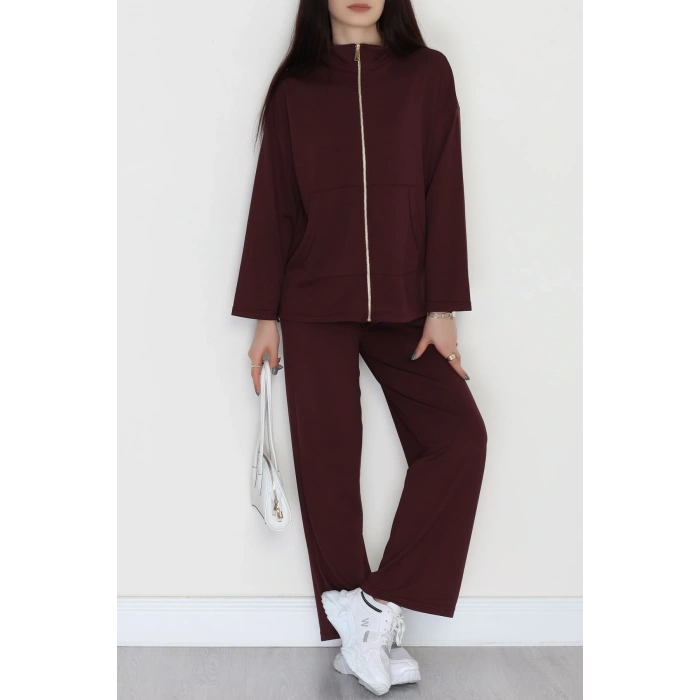 Fermuarlı Oysho Kumaş Takım Mürdüm - 4132.1247.