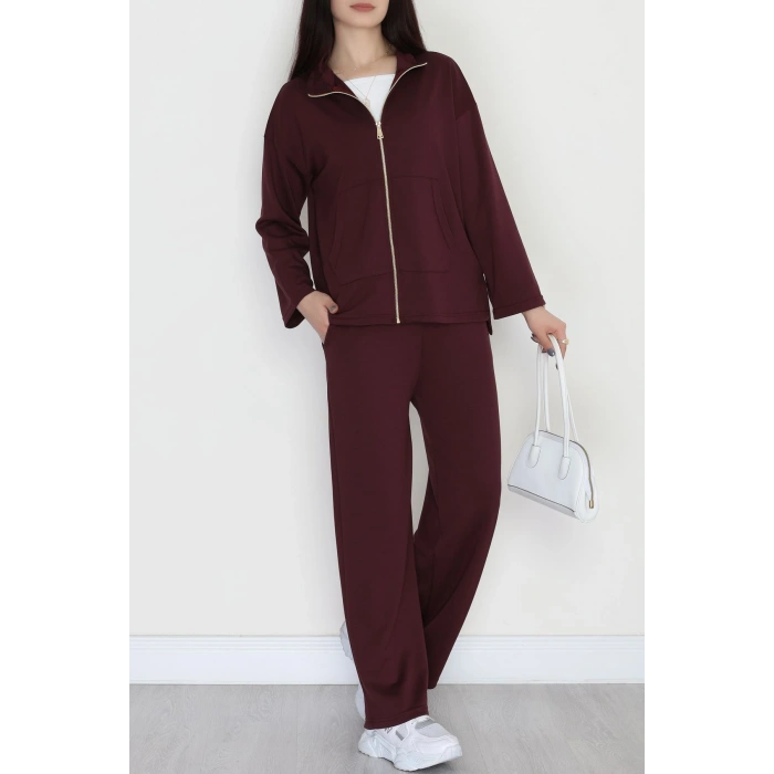 Fermuarlı Oysho Kumaş Takım Mürdüm - 4132.1247.