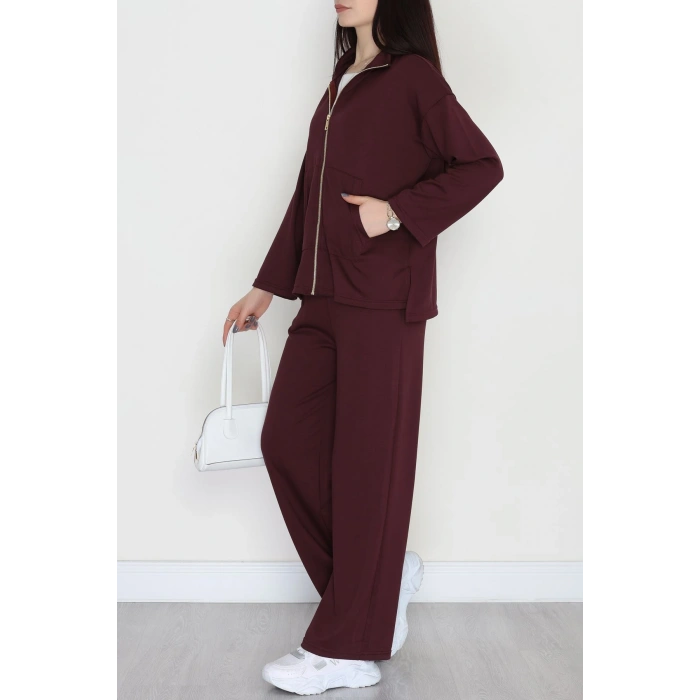 Fermuarlı Oysho Kumaş Takım Mürdüm - 4132.1247.