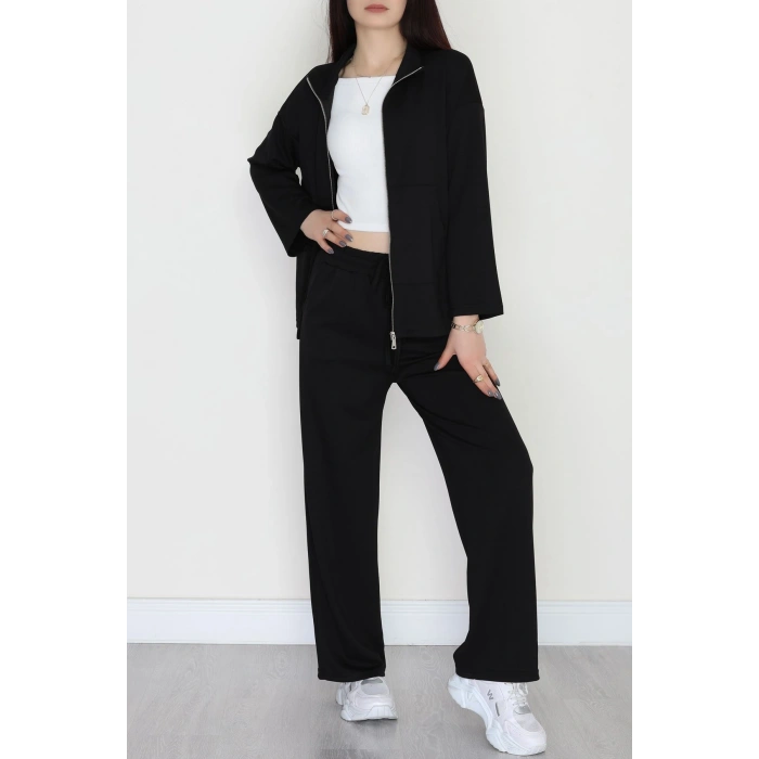 Fermuarlı Oysho Kumaş Takım Siyah - 4132.1247.