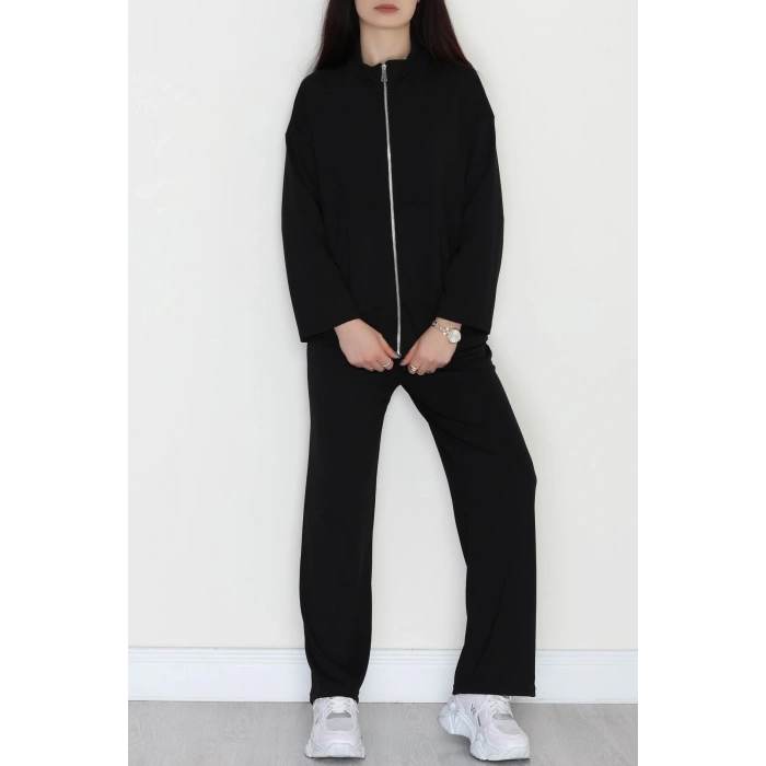 Fermuarlı Oysho Kumaş Takım Siyah - 4132.1247.