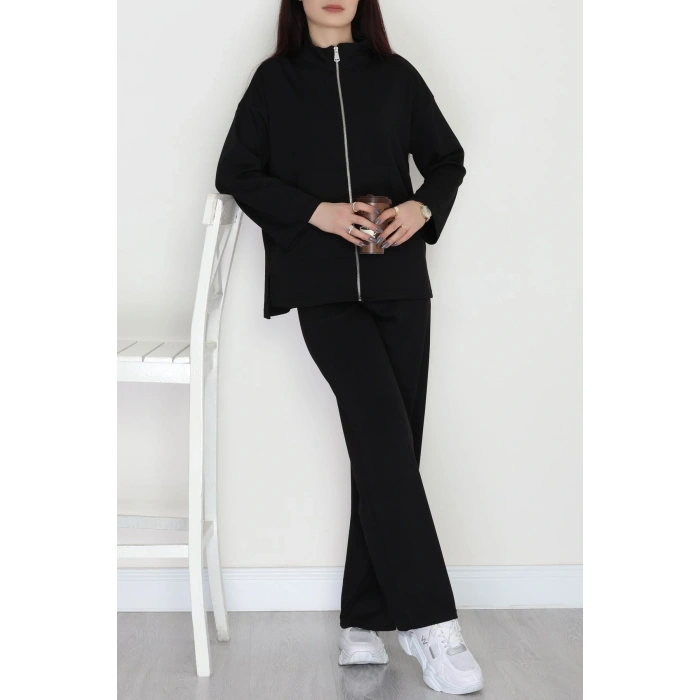 Fermuarlı Oysho Kumaş Takım Siyah - 4132.1247.