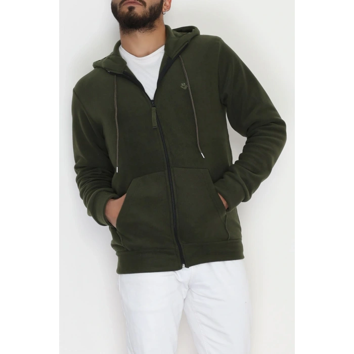 Fermuarlı Polar Erkek Sweat Haki - 42555.1937.
