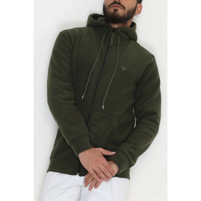 Fermuarlı Polar Erkek Sweat Haki - 42555.1937.