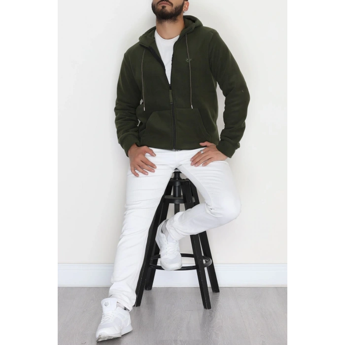 Fermuarlı Polar Erkek Sweat Haki - 42555.1937.