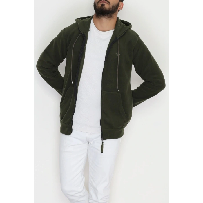 Fermuarlı Polar Erkek Sweat Haki - 42555.1937.